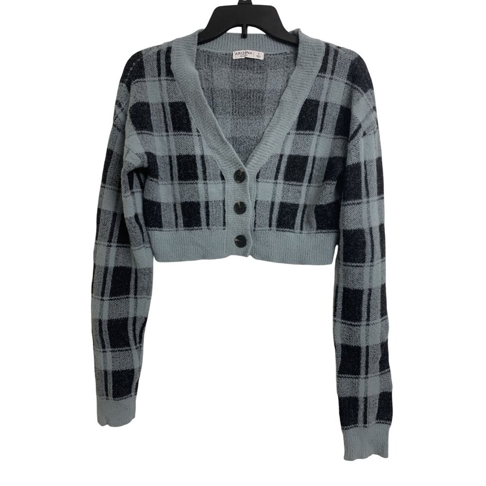 Arizona Jeans‎ Co. Plaid Y2K Cropped Button Up Sweater Size S